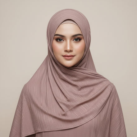 Rose Gold Ribbed Jersey Hijab