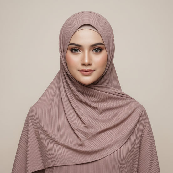 Rose Gold Ribbed Jersey Hijab