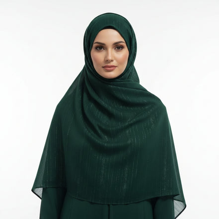 Bottle green Metalic Chiffon