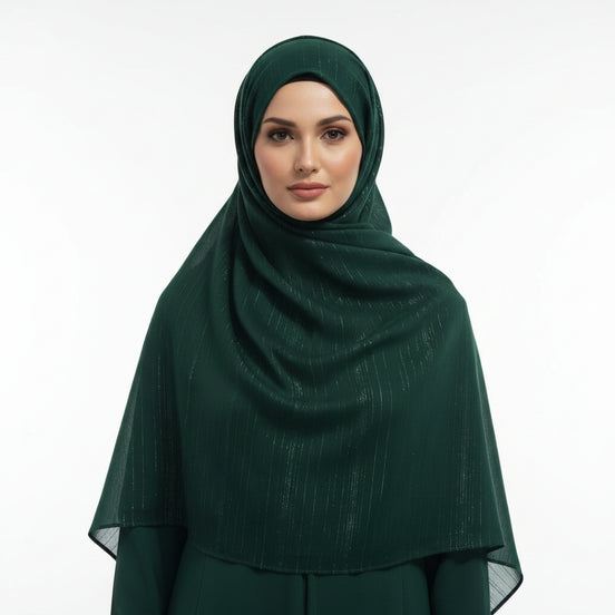 Bottle green Metalic Chiffon