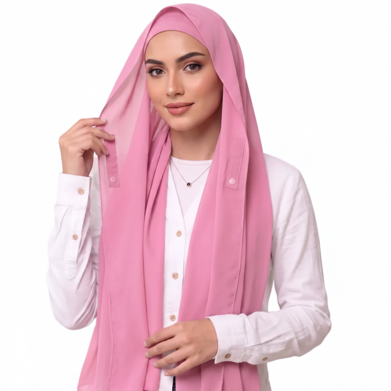 Bubble  gum Pre-Sewn Attached Magnet Hijab