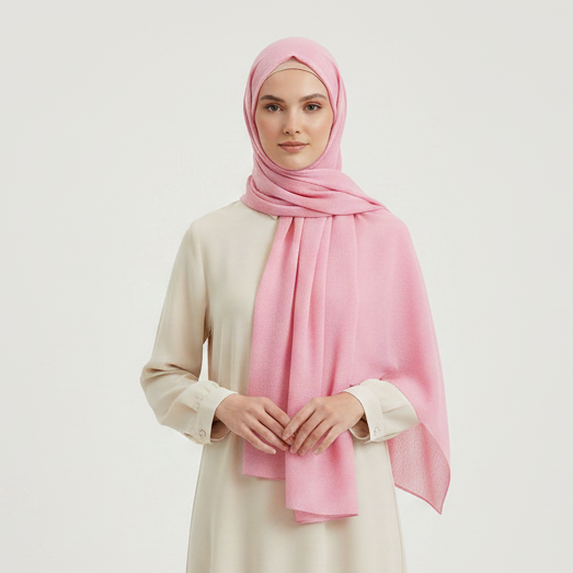 Baby  pink Crimps Hijab