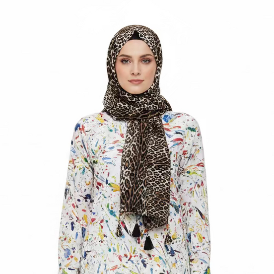 Leopard Chiffon with tassel