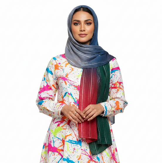 Red& black Ombre Zari Lawn