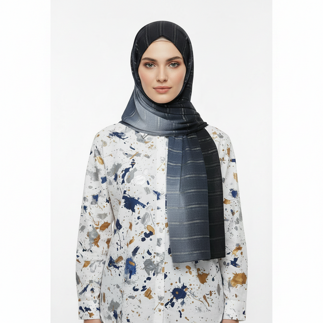 Grey Ombre Zari Lawn