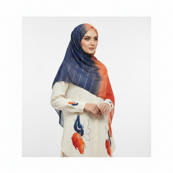 Rusty Ombre Zari Lawn