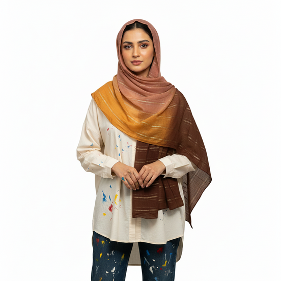 Browny Ombre Zari Lawn