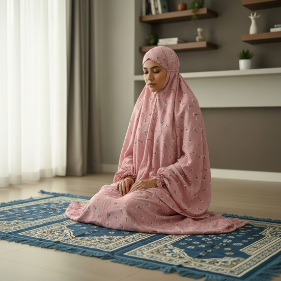 Pink  Namaz Chaddar (with sleeves)