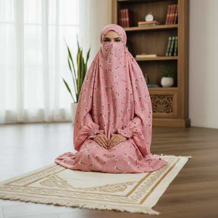 Pink  Namaz Chaddar (with sleeves)