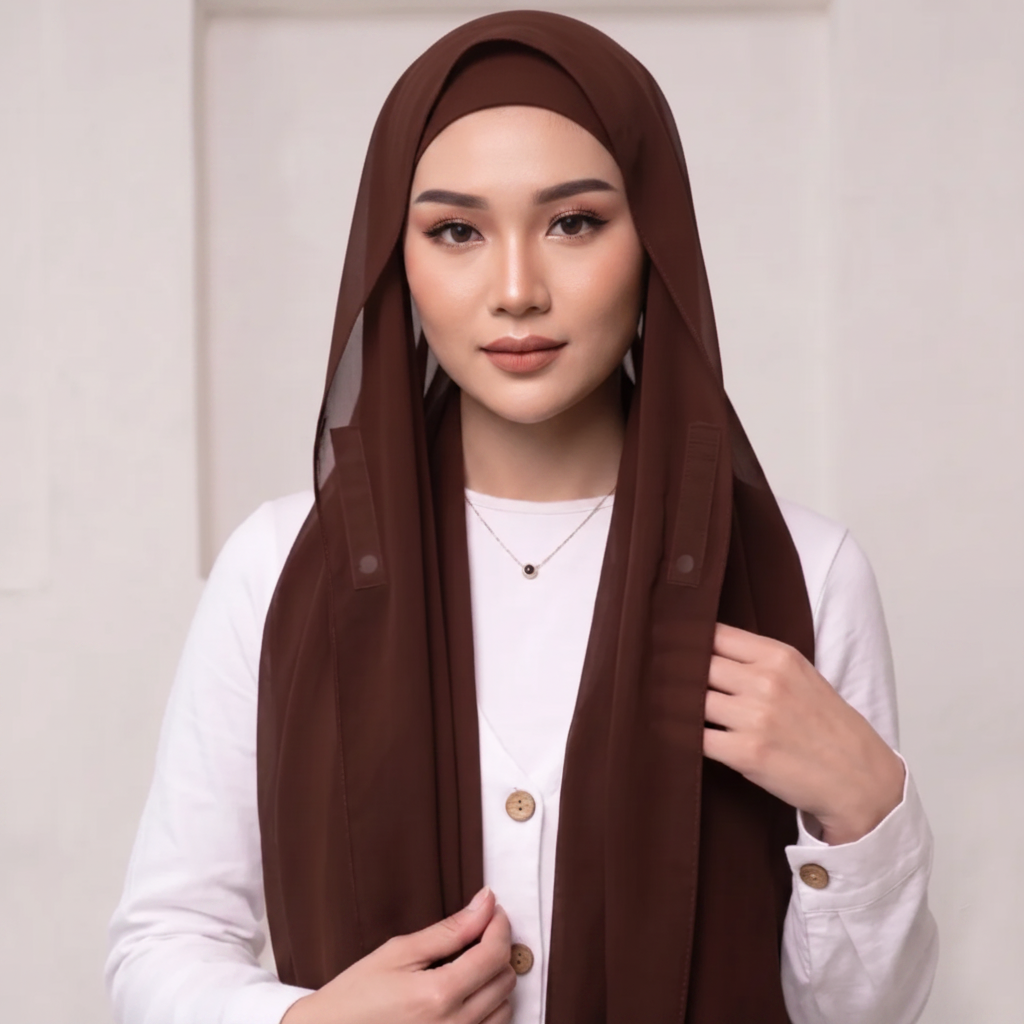 Pre-Sewn Attached Magnet Hijab-