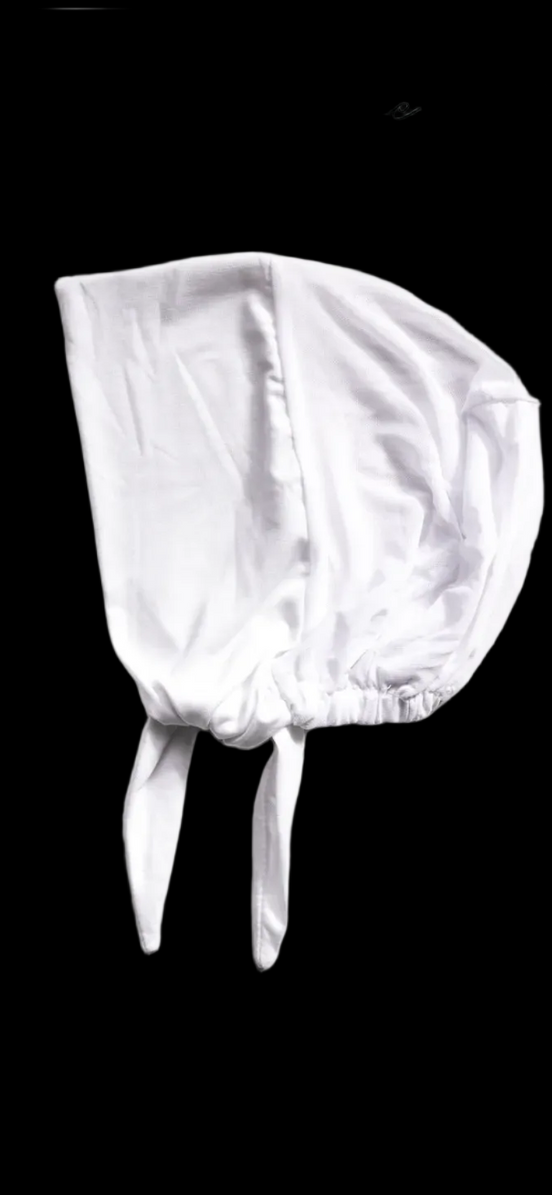 Bamboo jersey White Full Coverage Tie Back cap