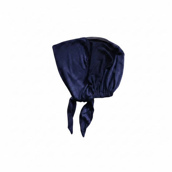 Bamboo jersey navy Full Coverage Tie Back cap