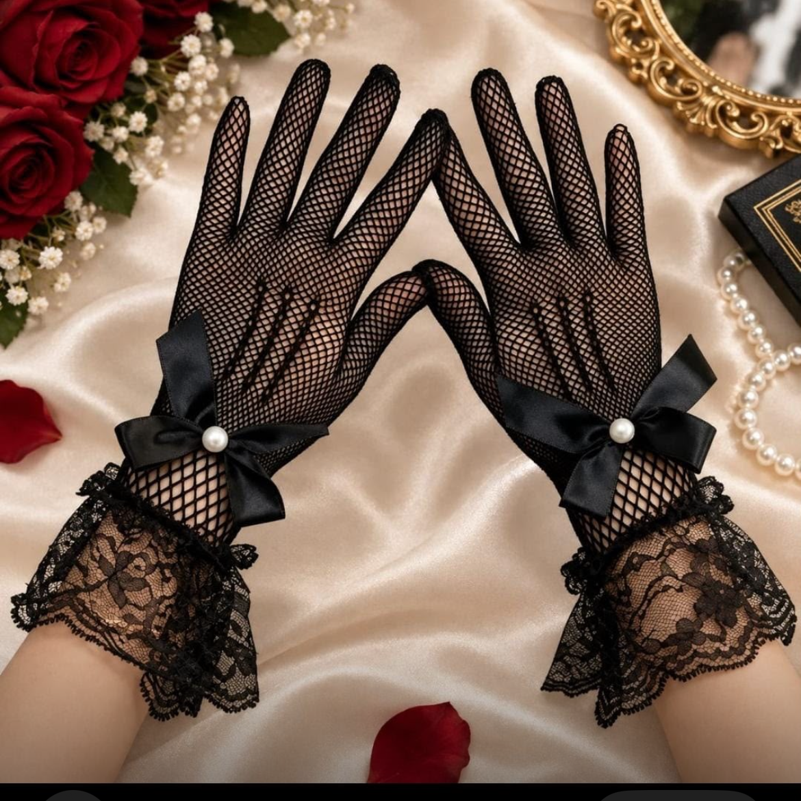 Fancy net bow Gloves