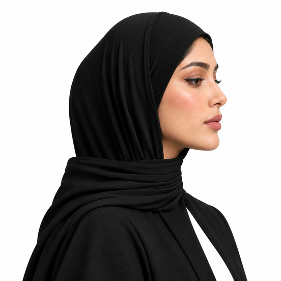 Instant Jersey Hijab  Black