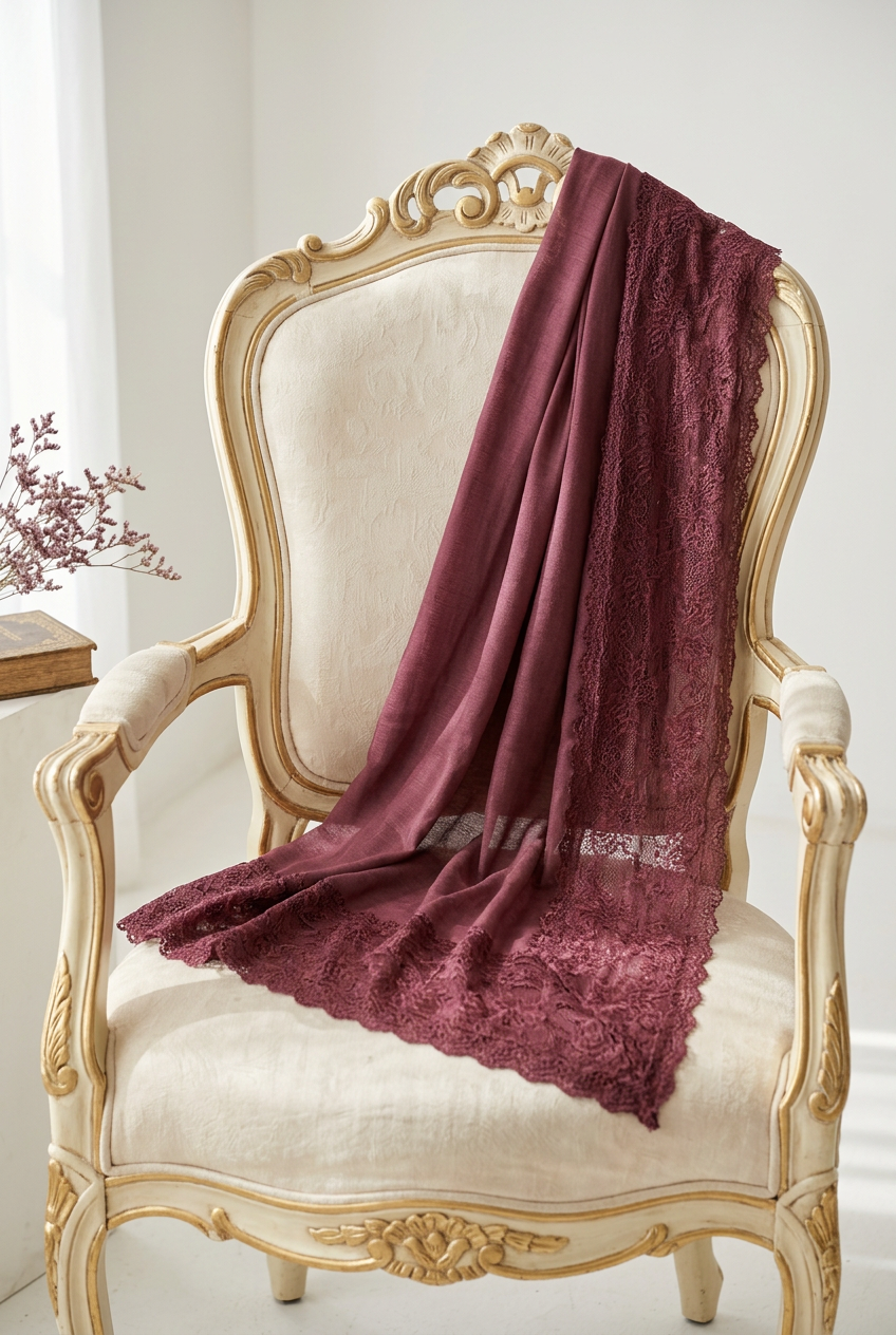 Chantilly Lace Hijab -Maroon