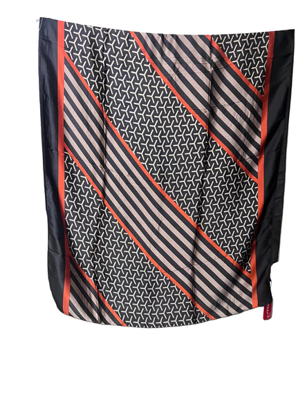 Brown  printed Silk Hijab