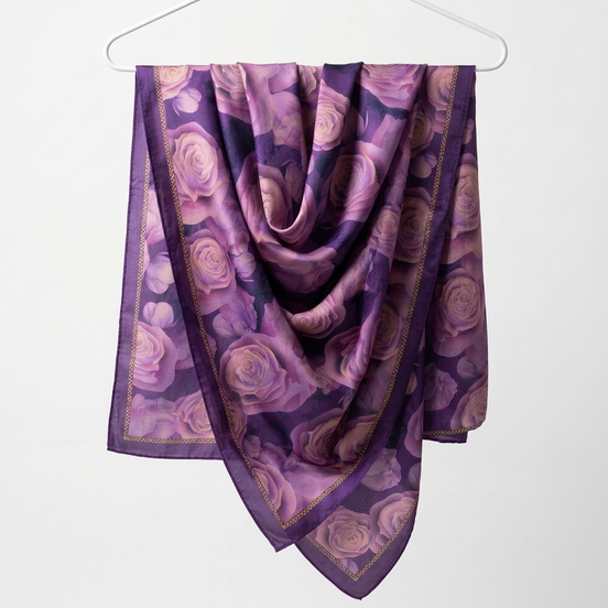 Purple printed Silk Hijab