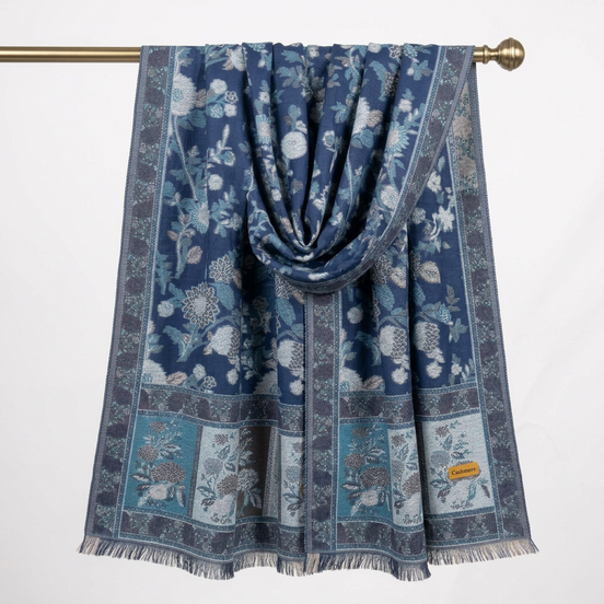 Vintage Pashmina Hijab - Blue