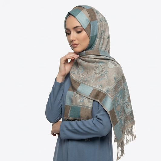 Vintage Pashmina hijab-Spanish Grey