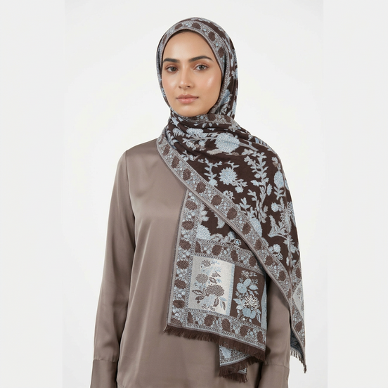 Vintage Pashmina Hijab- Brown