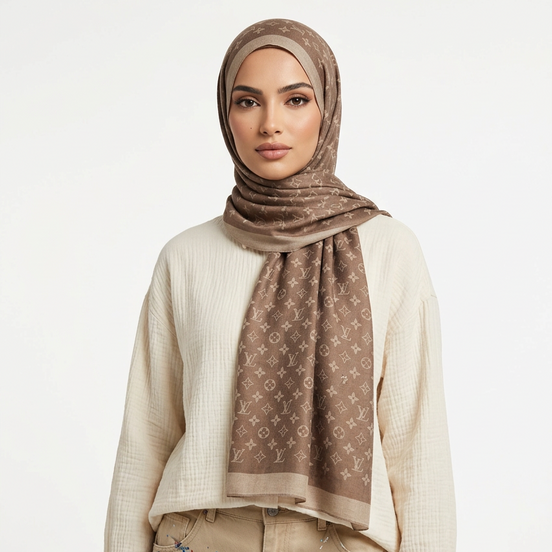Cashmere Monogram- Beige