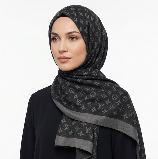 Cashmere Monogram-Black