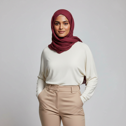 Crimps Hijab - Mulberry