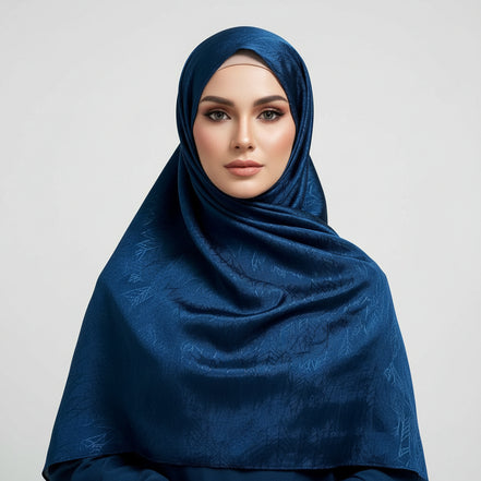 Blue  Modal Self Satin Silk