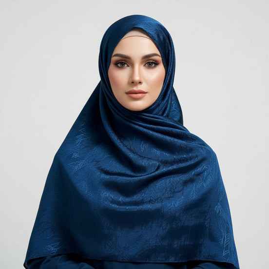Blue  Modal Self Satin Silk