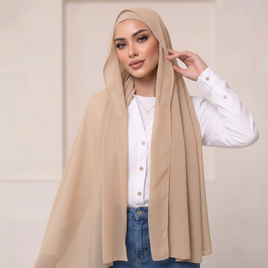 Pre-Sewn Attached Magnet Hijab-