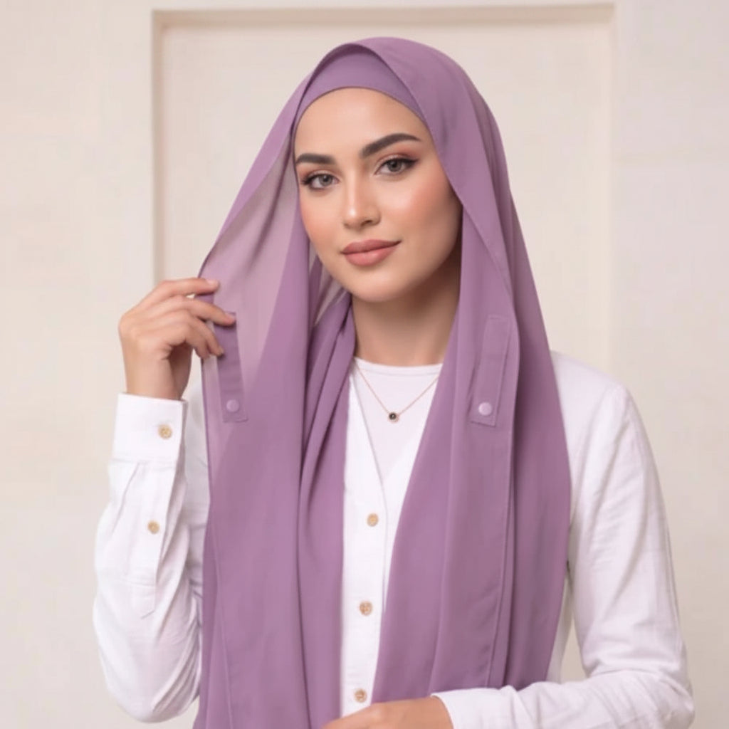 Pre-Sewn Attached Magnet Hijab-
