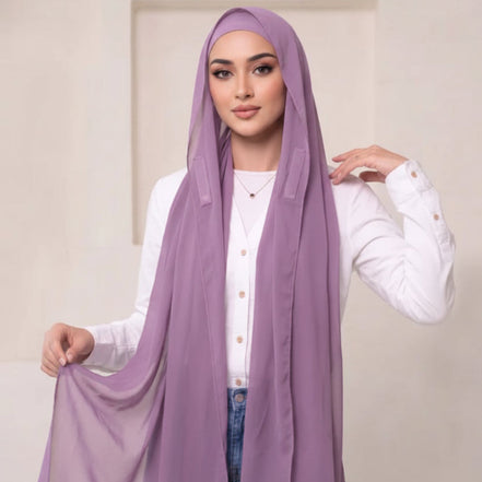 Pre-Sewn Attached Magnet Hijab-