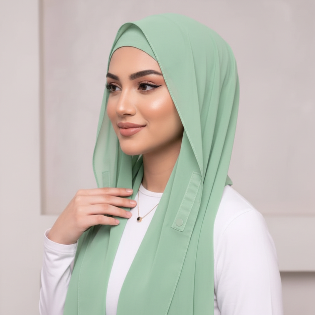 Pre-Sewn Attached Magnet Hijab-