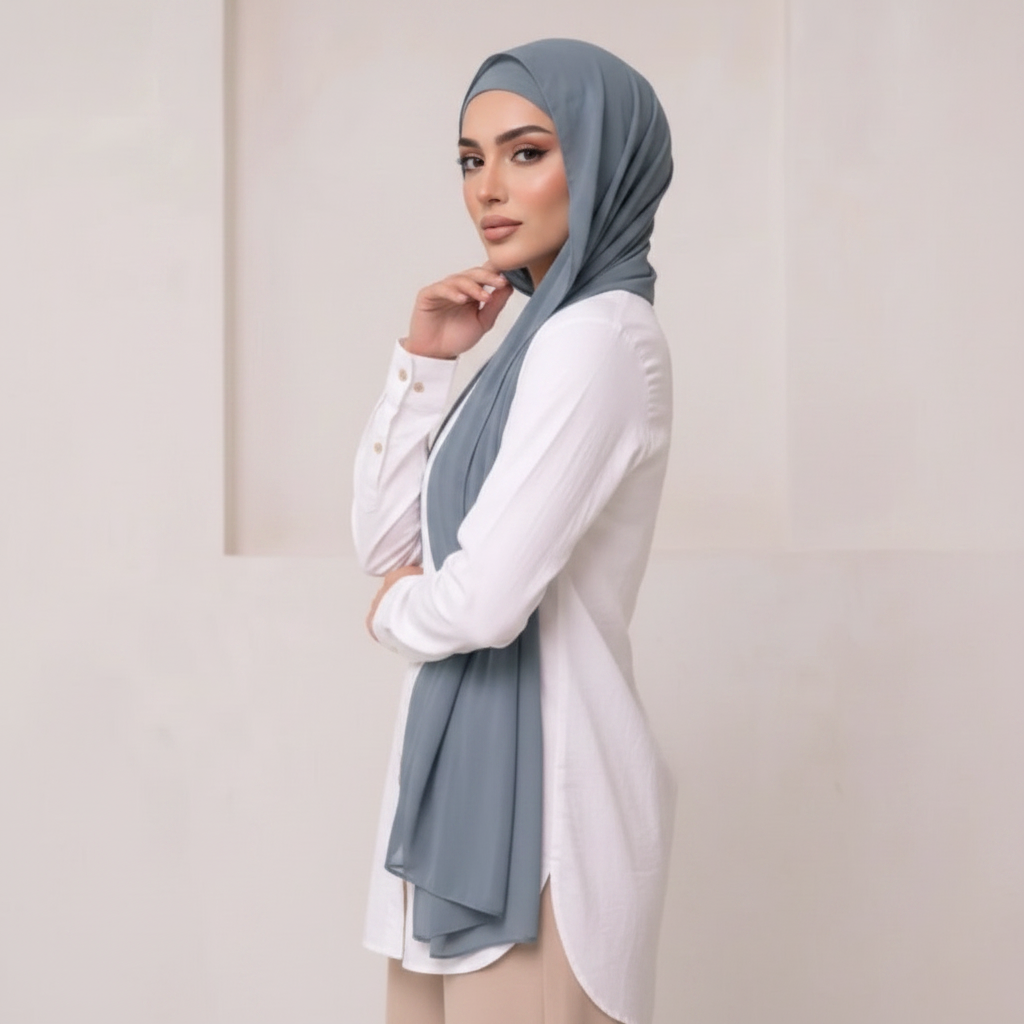 Pre-Sewn Attached Magnet Hijab-
