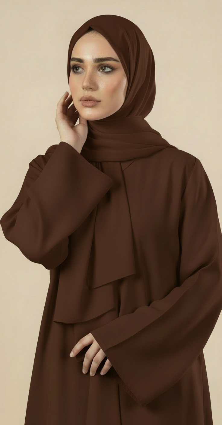 Tayyaba Chocolate Brown Abaya  Free Shipping