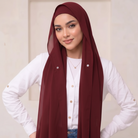 Pre-Sewn Attached Magnet Hijab-