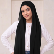 Black Pre-Sewn Attached Magnet Hijab-