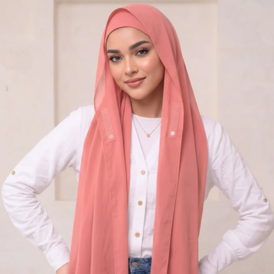Pre-Sewn Attached Magnet Hijab-