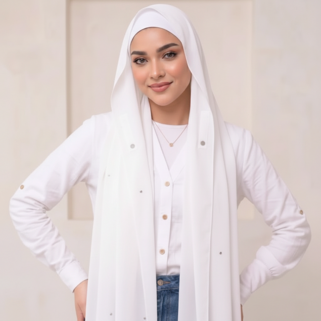 Pre-Sewn Attached Magnet Hijab-