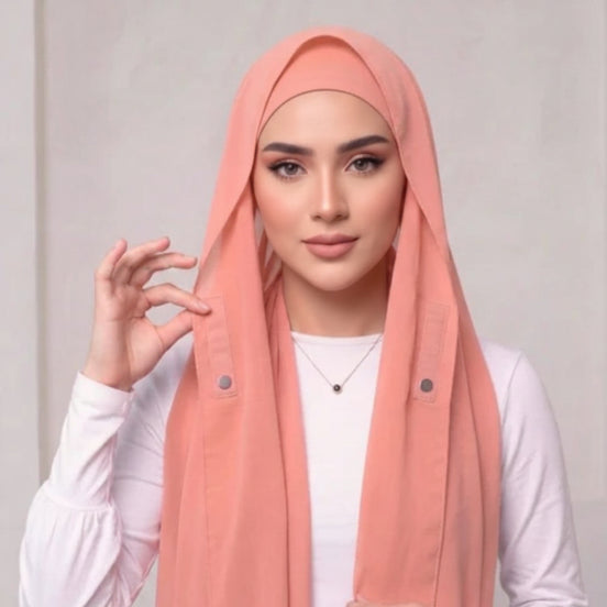 Pre-Sewn Attached Magnet Hijab-