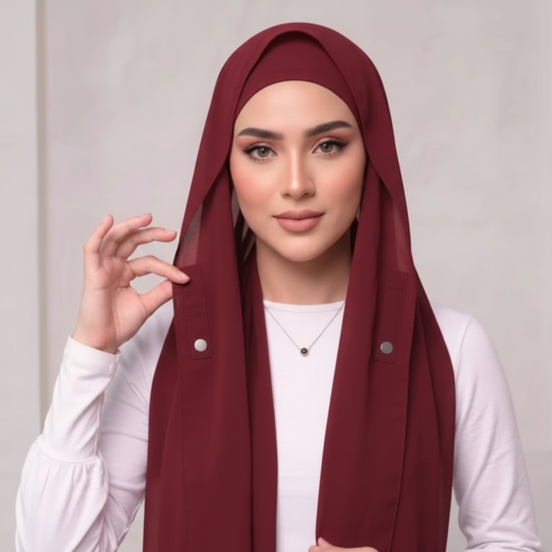 Pre-Sewn Attached Magnet Hijab-