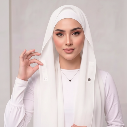 Pre-Sewn Attached Magnet Hijab-