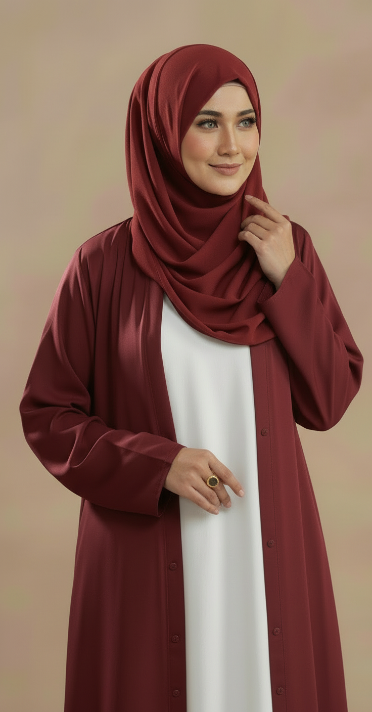 Zoriya (Maroon) Abaya Free Shipping