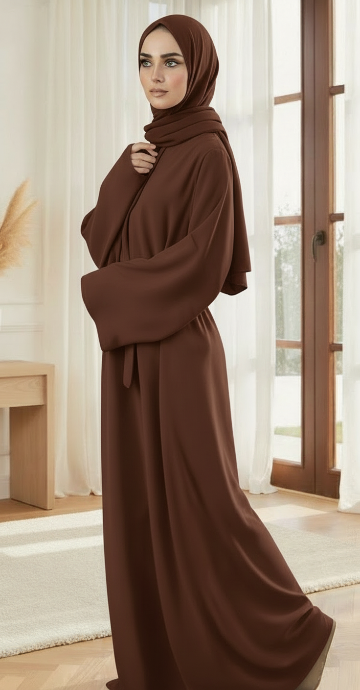 Tayyaba Chocolate Brown Abaya  Free Shipping