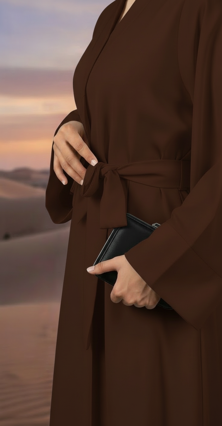 Tayyaba Chocolate Brown Abaya  Free Shipping