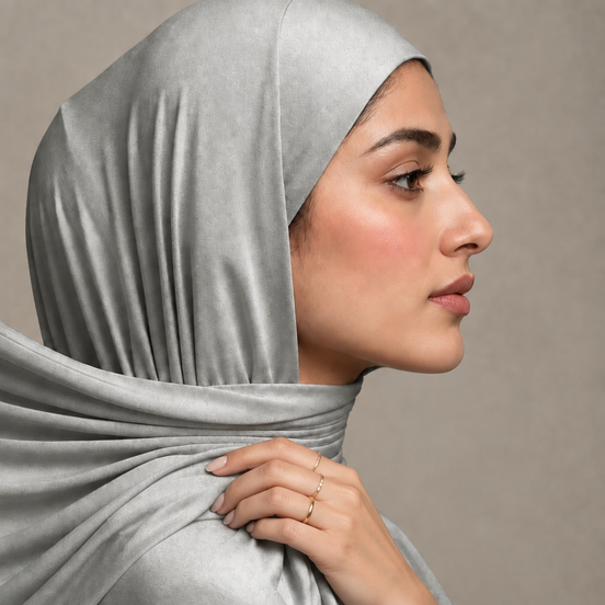 Instant Jersey Hijab -Silver