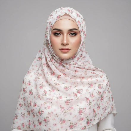 white Printed Chiffon