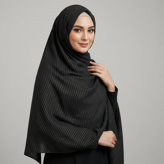 Charcoal Grey Golden Stripe Lawn