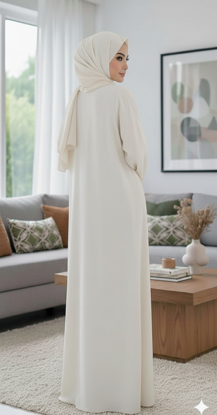 Batool Off White Abaya Free Shipping