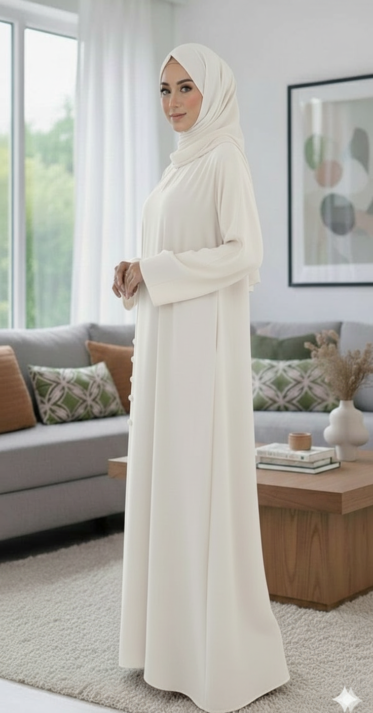 Batool Off White Abaya Free Shipping